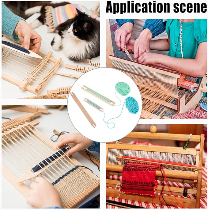 AHANDMAKER 3 Sizes Wooden Weaving Shuttle, Hand Knitting Tools Weaving Sticks Knitting, Wooden DIY Weaving Tool Clothing Sewing Accessories for Sweater Scarf Tapestry Cross Stitch Kits