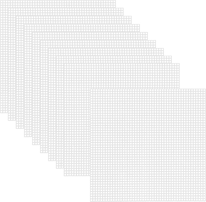 Allazone 10 PCS Clear Mesh Canvas Sheets for Embroidery Making, Cross Stitch Plastic Aida Mesh Screen for Crafts DIY Crochet Projects