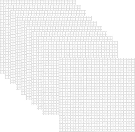 Allazone 10 PCS Clear Mesh Canvas Sheets for Embroidery Making, Cross Stitch Plastic Aida Mesh Screen for Crafts DIY Crochet Projects