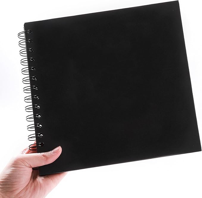Scrapbook 10 x 10 Inch DIY Photo Album, Memory Book for Couples/Wedding/Newborn Baby, Hardcover Kraft Paper Black 40 Sheets/ 80 Pages