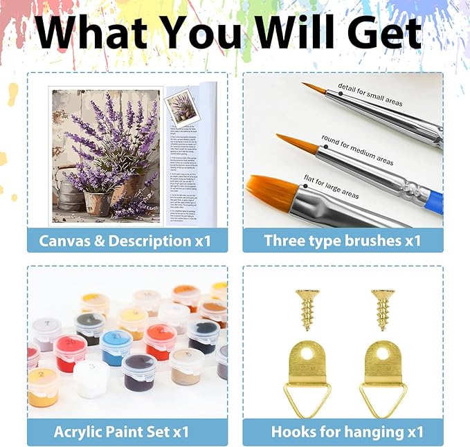 hkejoi Paint by Numbers Kit for Adults Flowers, Flower Paint by Number for Adults, Painting by Number DIY Crafts Acrylic for Gift Home Decor 16x20 in