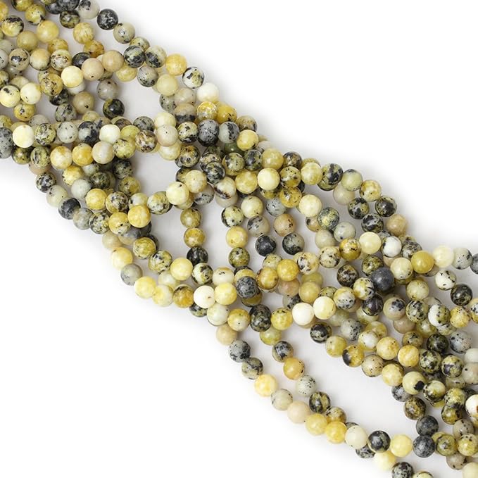 cheavian 60pcs 6mm natural yellow turquoise gemstone round loose beads stone beads for jewelry making diy materials 1 strand 15"