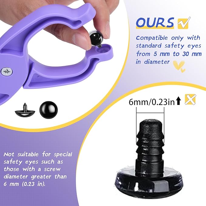 Upgraded Safety Eye Tool for Crocheting, Auxiliary Tool for 5-30mm Stuffed Animals Safety Eyes, Doll Making Tool, Time Saving, Labor Saving and Hand - Friendly Safety Eye Snapper Tool