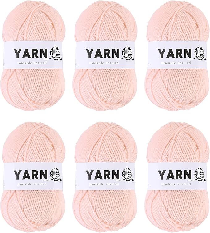 6Pcs Dark Pink Acrylic Yarn 790 Yard 4 Ply Soft Crochet Yarns Sport Weight Yarn,[for DIY Crocheting Knitting Craft Blankets Hats]-300g