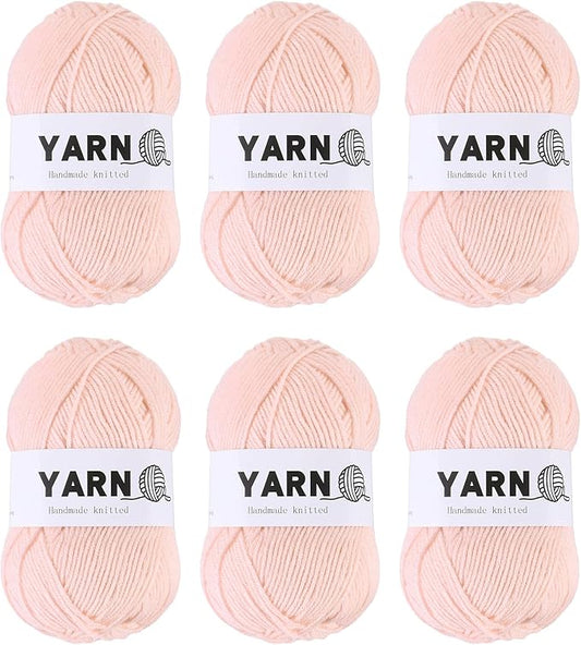 6Pcs Dark Pink Acrylic Yarn 790 Yard 4 Ply Soft Crochet Yarns Sport Weight Yarn,[for DIY Crocheting Knitting Craft Blankets Hats]-300g