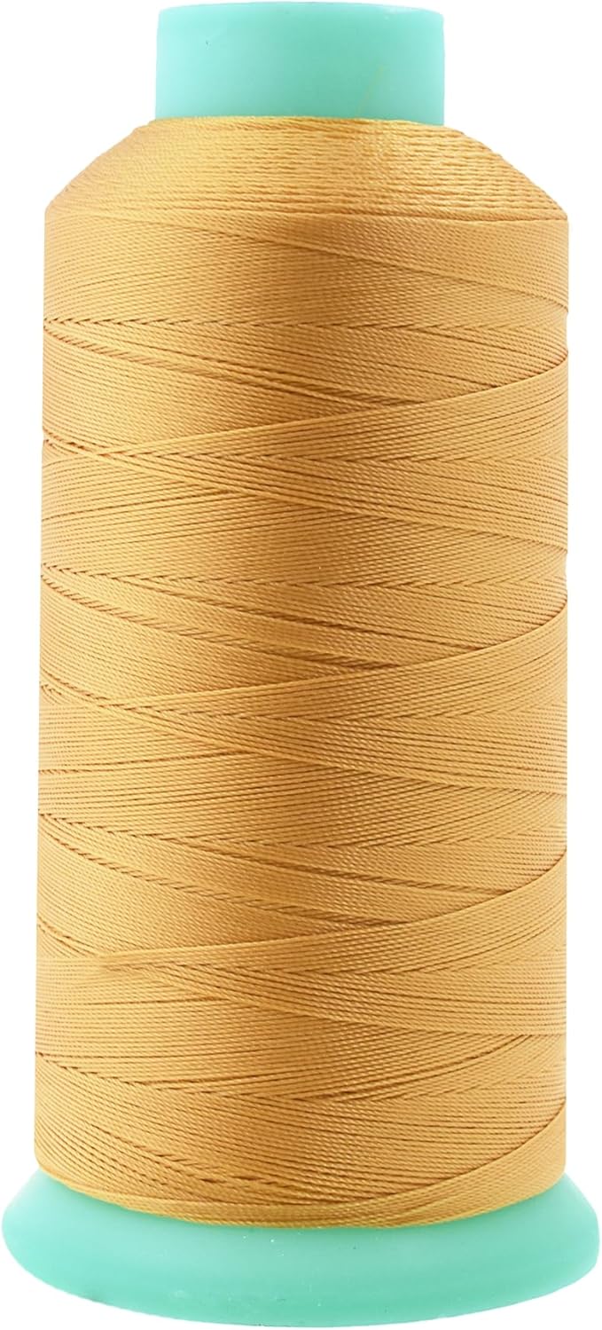 Mandala Crafts Size 69 210D T70 Bonded Nylon Thread - Blonde 1500 YDs Tex 70 Heavy Duty Sewing Threads for Leather, Jeans, Weaving, Outdoor Marine Upholstery