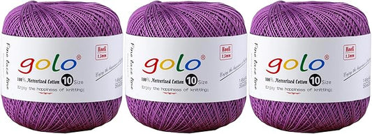 golo 3 Balls Crochet Thread Size 10 Crochet Yarn for Hand Knitting 634