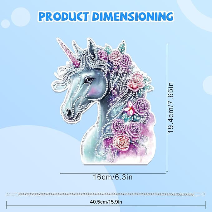 Bowetile Horse Diamond Art Hanging Kits for Adults, 5D Special Shape Diamond Painting Flowers Pendant Kits, Animal Gem Art Suncatchers Painting Window Ornament for Home Garden Wall Decor
