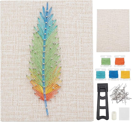 WEBEEDYDIY String Art Kit for Adults Beginners, DIY Feather Nail String Craft Kit, Include All Necessary Accessories and Frame, Creative Craft Kits Home Wall Decorations Unique Gift