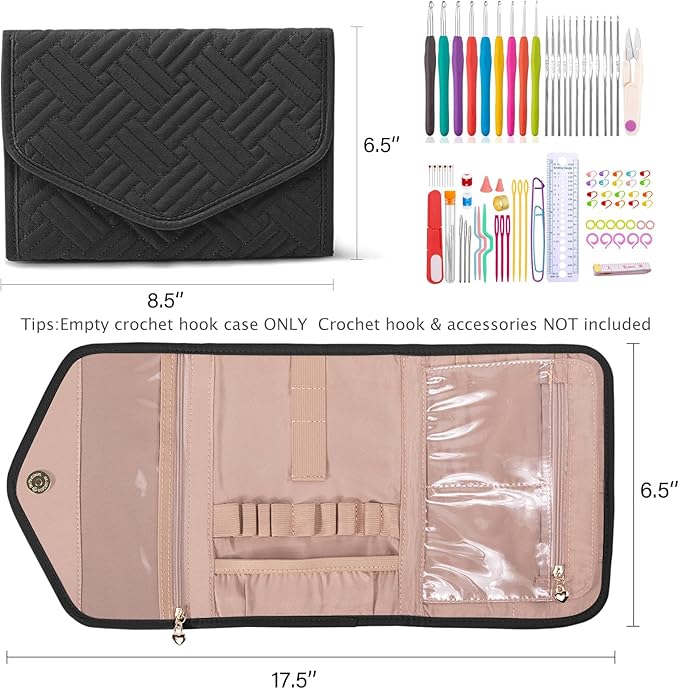 Crochet Hook Case - Foldable Organizer - Knitting & Crochet Supplies Holder
