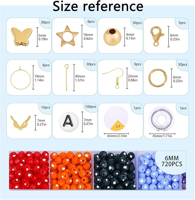 Xilitata 1000Pcs 6mm Faceted Beads for Jewelry Making Crystal Faceted Jewelry Bead for Friendship Bracelet Making Kit Craft Christmas Beads with Charms