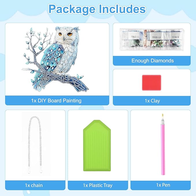 TOSTOG Owl Diamond Art Hanging Kits for Adults, Owl Diamond Painting for Adults Window Pendant, Special Shape Diamonds Diamond Painting Hanging Pendant Kit for Wall Home Decor Gift