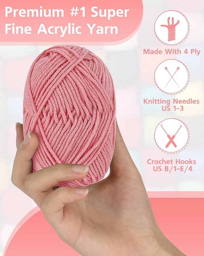 Coopay Yarn for Crocheting & Knitting, 25gx14 Colors Crochet Yarn 1071yd Acrylic Yarns for Crochet Animal Kit, Multicolor Kit 4ply Soft Yarns Set for Beginners/Professionals