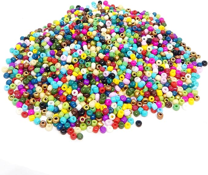 Perlin Glass Seed Beads 2mm 11/0 Round Mini Small Pony Beads 6500pcs for Making Earrings Bracelets Pendants Waist Jewelry DIY Handmade Opaque Color Kit (Assorted Colours)