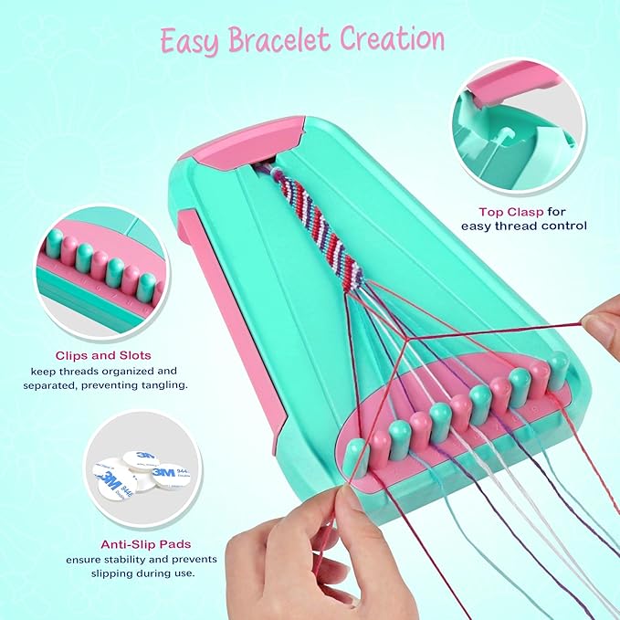 bracelet making kit for girls - friendship bracelet kit - christmas gifts for ages 6 7 8 9 10 11 12 year old girl birthday gifts, arts and crafts for kids ages 8-12 teen bracelets diy maker light blue
