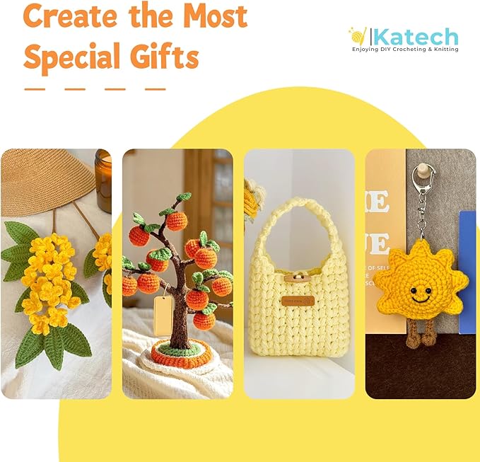 katech 20 skeins cotton yarn for crocheting-55% cotton 45% acrylic-4 medium (worsted)-super soft milk cotton yarn-great crochet and knitting starter kit for colorful craft（color e）