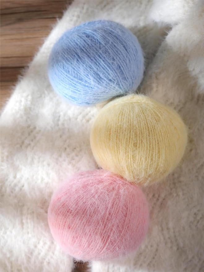 Snowbaby Wool Acrylic Blend Long Pile Yarn,(Worsted) Warm and Luxurious Fuzzy yarn for knitting and crocheting DIY Hats Scarves Sweaters, 2 * 3.52oz/100g 207yds(09-Sakura Pink)