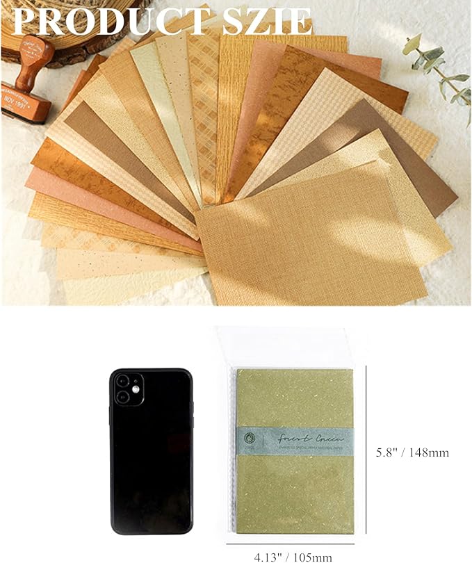 VIVIQUEN 80 Sheets Vintage Scrapbook Paper and Embossed Textured Set - 4 Pack Mixed Special Paper for Scrapbooking Planner Bullet Junk Journal Supplies Collage Card Embellishment A6 Size