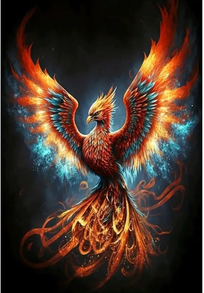 CXYQLC DIY 5D Diamond Painting Kits for Adults Diamond Art Fire Phoenix Diamond Painting Full Drill Crystal Rhinestone Embroidery Craft Kits for Home Wall Decor Gifts 11.8x15.7inch