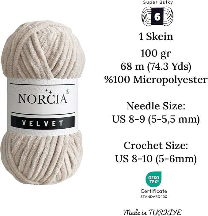 Soft Velvet Yarn Chenille for Crocheting Super Bulky 100g (74.3 yds) Baby Blanket Yarn for Knitting Amigurumi