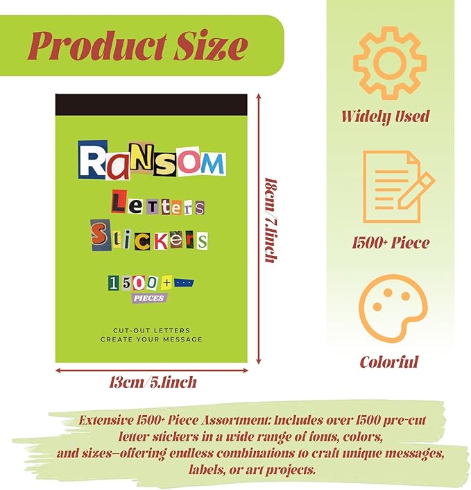 1500Pcs Letter Stickers for Scrapbooking,Ransom Note Sticker Book, Junk Journal, Journaling, DIY Crafts - Sticker Letters for Scrapbook Supplies, Junk Journal Supplies, Journaling Supplies
