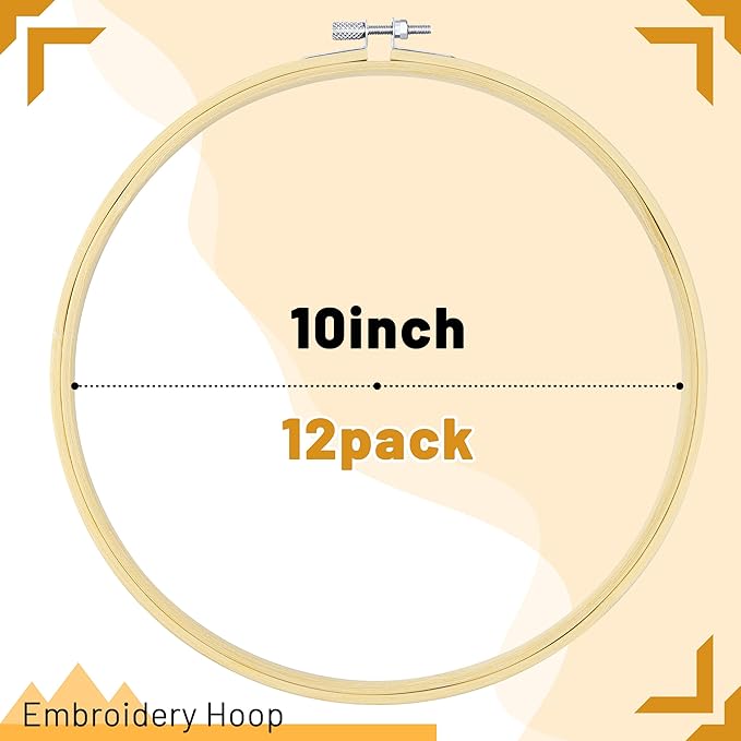 giemson embroidery hoop 10 inch 12 pieces large embroidery hoops bamboo circle cross stitch hoop for embroidery art craft sewing