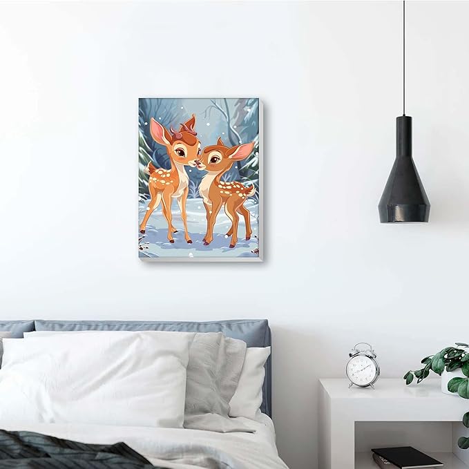 Reofrey Framed Paint by Numbers Kit for Adults & Beginner - 8x12 Inch Canvas Deer Paint by Numbers - Animals Educational & Creative Art Set for Beginners - Perfect for Home Wall Decoration