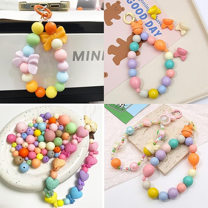 250Pcs 12mm Acrylic Round Beads for Jewelry Making, 28 Colors Rainbow Round Bead for Bracelets Making Kit Candy Color Plastic Bubble Gum Beads Pastel Loose Bead Bulk for DIY Necklace Phone Charm