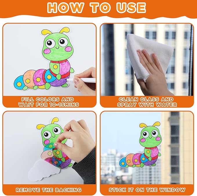 Qyeahkj 30PCS Spring Insect Suncatchers for DIY Bug Butterfly Bee Window Cling Sticker Painting Craft Kit Spring Art Project Hobby Gifts for Home Decor Activities