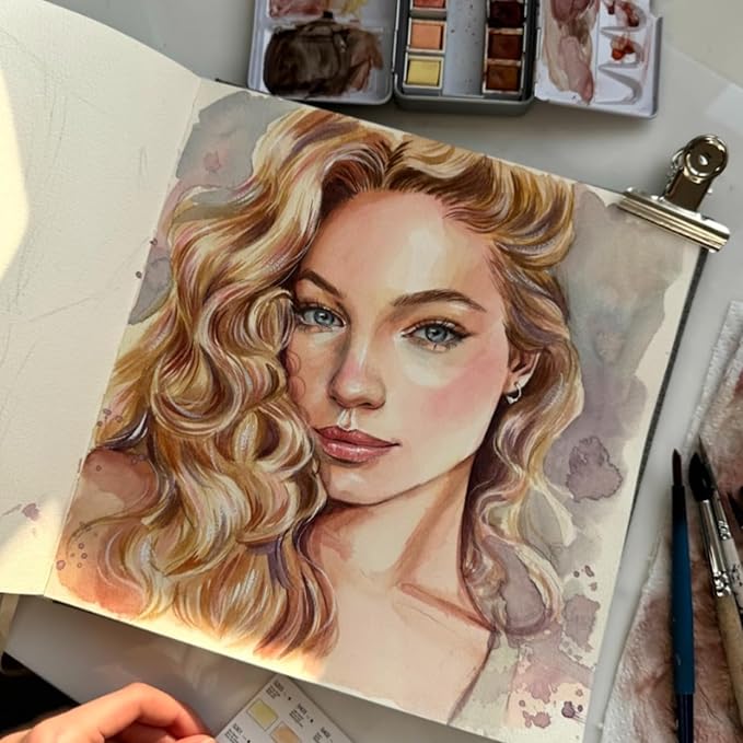 PHOENIX Skin Tone Watercolor Paint Set - 12 Flesh Colors Artist Grade Half Pans Palette Portrait Colors Watercolor Travel Set for Adults, Professional Artists