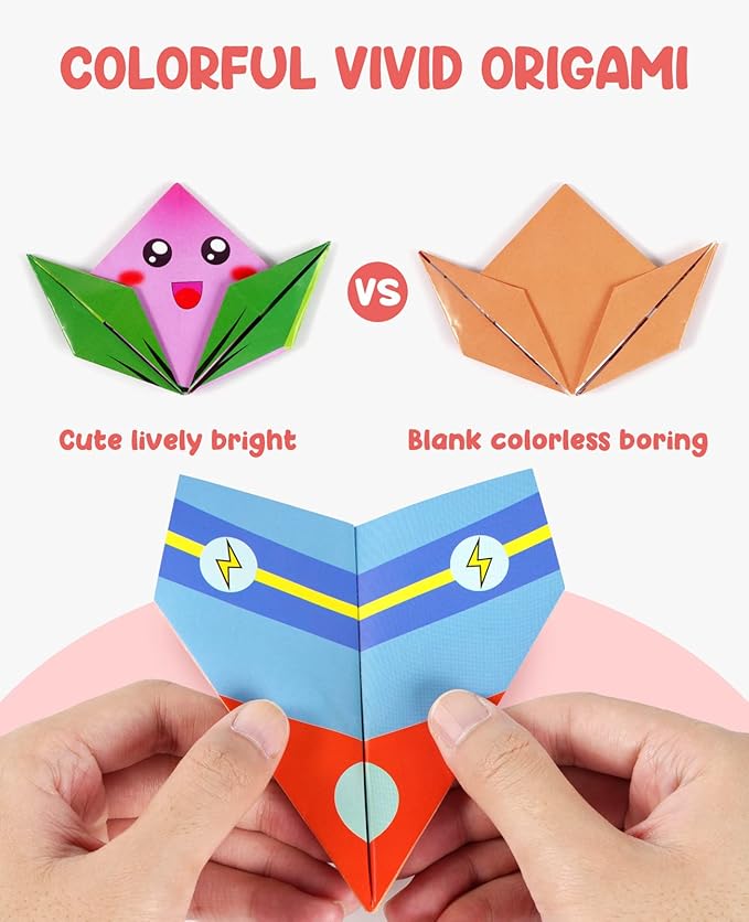 Gamenote Colorful Origami Kit for Kids 54 Projects 120 Double Sided Origami Paper 12 Sheets Practice Papers Instructional Origami Book Origami Gift for 4+ Girls Boys Adult Beginners Training Craft