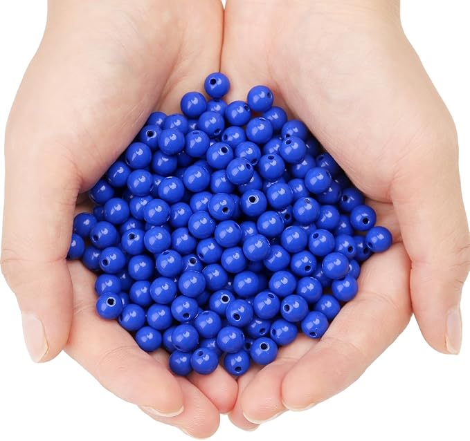 bonny boxx 1000pcs 6mm smooth sapphire acrylic round beads, plastic resin bubblegum balls chunky gumball beads for necklace and bracelet making, crafting supplies