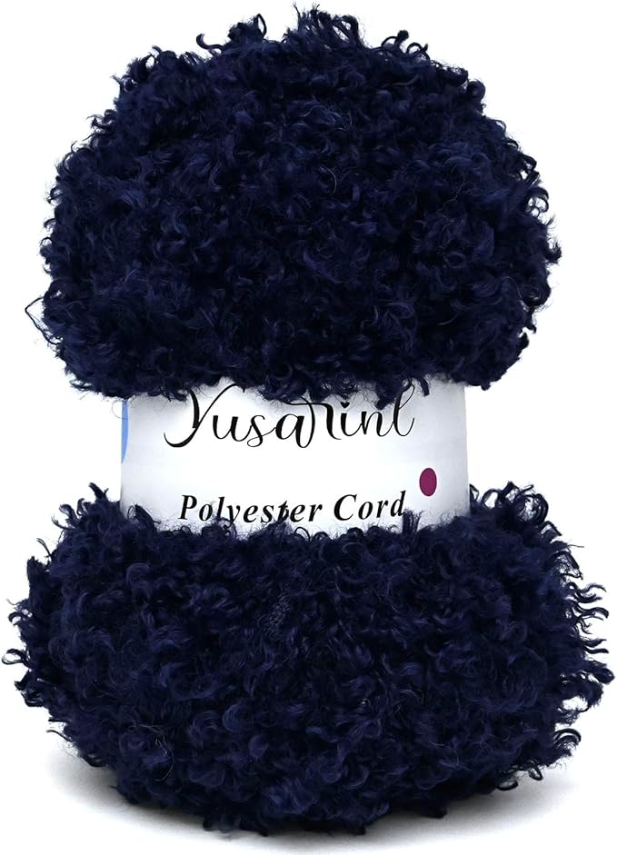 (32 Colors Available) Yusarinl Teddy Bear Yarn,Fuzzy Yarn for Crochet Polyester Plush Fur for Crafts Fluffy Fuzzy for Knitting(3.35 oz, 40 yds)-Navy Blue