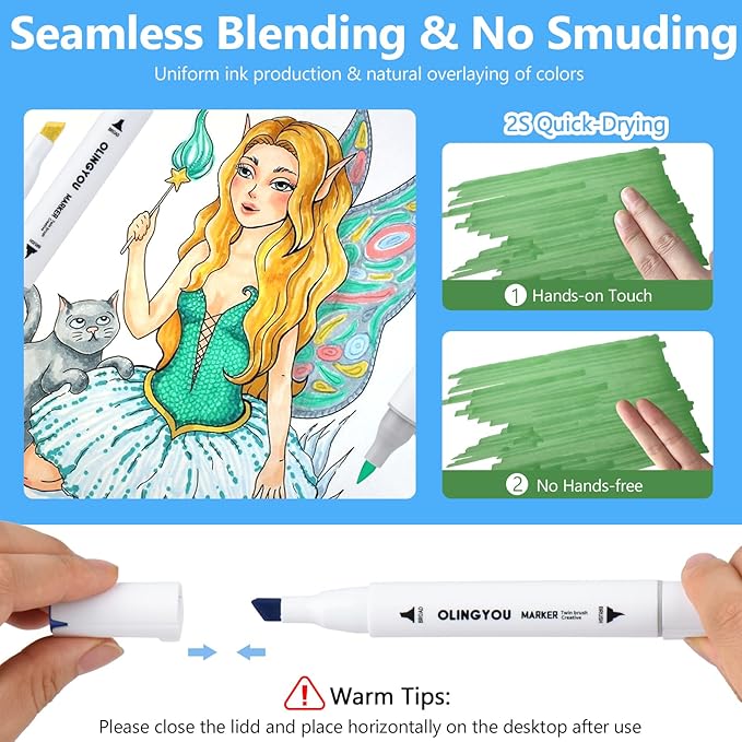 60 Colors Alcohol Markers with Base Dual Tip Drawing Markers for Comics Coloring Sketching Illustration,