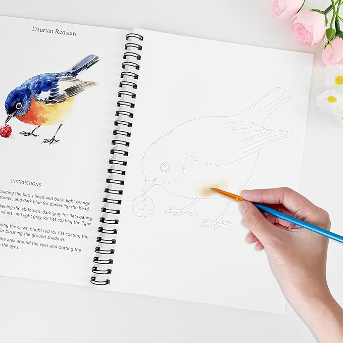 Watercolor Workbooks Birds, 15 Beautiful Paintings for Water Color Book Adult, Watercolor Coloring Book for Beginners, Watercolor Workbook for Adults Teens (Without Palette, Birds)