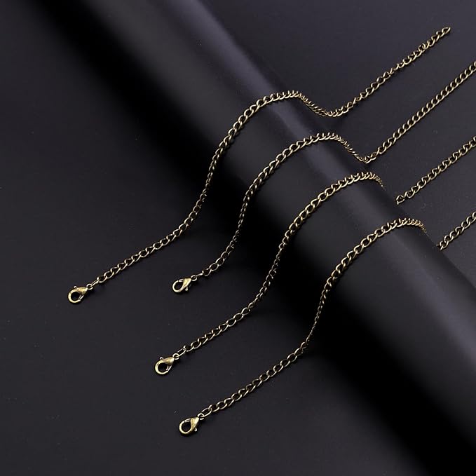 Lemonkey 33 Feet Metal Bronze Necklace Chains Curb Links Chains Bulk for Jewelry Making DIY Craft Kit with Lobster Clasps Jump Rings