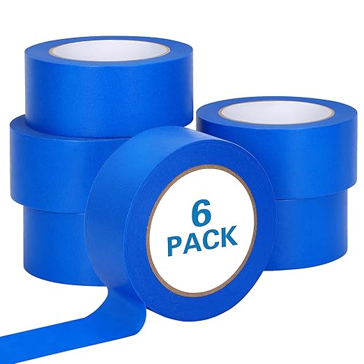 HongWay Masking Tape 2 Inch, 6 Rolls x 55yd (330yds in Total) Painters Tape for Painting Labeling Arts Crafts, Easy Removal, No Residue (1.88in Blue)