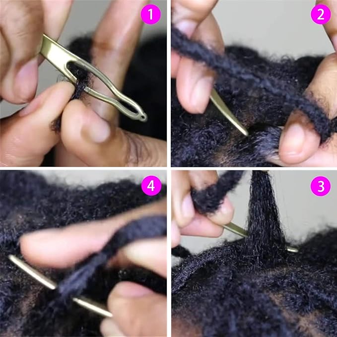 WILLBOND 13 Pcs Dreadlocks Crochet Tool Set Includes 5 Loc Crochet Needles Latch Hook, 3 Dreadlocks Hook and 5 Locking Hair Different Size Extensions Tool for Sisterlocks, Easyloc Hair