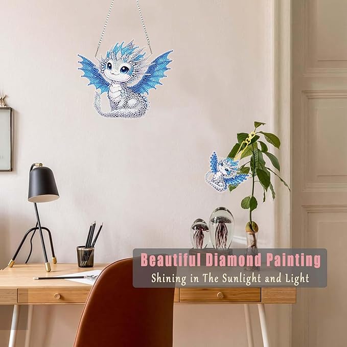 Masendp Dragon Diamond Painting Double-Sided Wall Hanging Set, DIY Irregular Shaped Rhinestone Window Decoration Set, Suitable for Home and Garden Wall Decoration Gifts