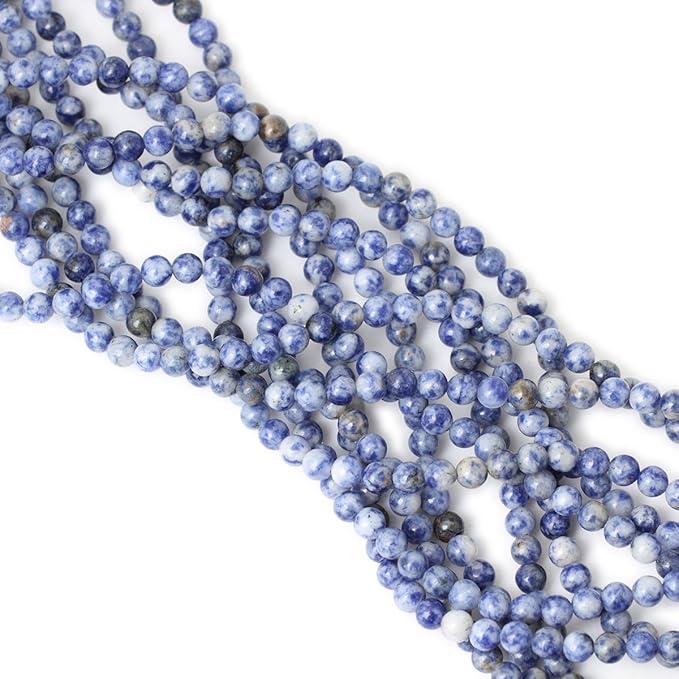cheavian 60pcs 6mm natural blue white sodalite gemstone round loose beads for jewelry making 1 strand 15"