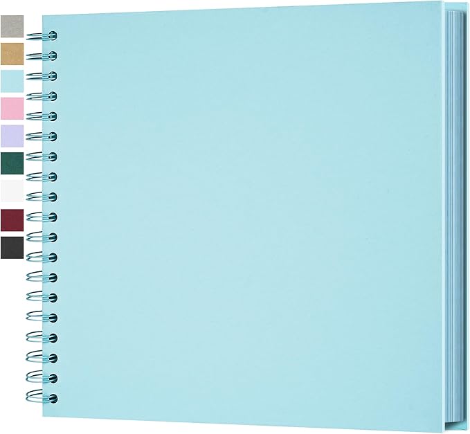 Yopih 10 x 10 Inch DIY Scrapbook Photo Album Hardcover Kraft Blank Page Acid-Free, 40 Pages (20 Sheets) Memory Book for Wedding Anniversaries Family Baby Memories Small Scrapbooking Projects, Blue