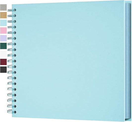 Yopih 10 x 10 Inch DIY Scrapbook Photo Album Hardcover Kraft Blank Page Acid-Free, 40 Pages (20 Sheets) Memory Book for Wedding Anniversaries Family Baby Memories Small Scrapbooking Projects, Blue