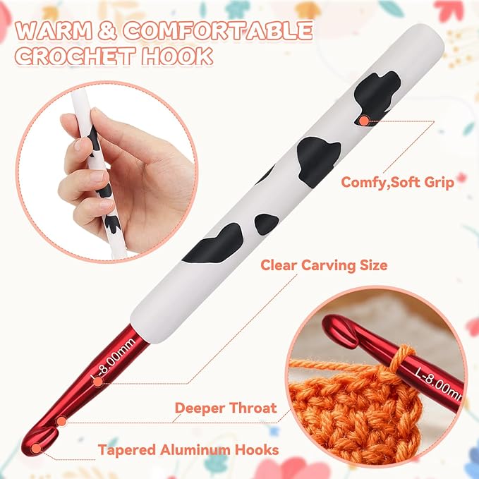 Coopay Crochet Hooks, Crochet Hook with Soft Polymer Clay Handle and Attached Bracelet - Stylish & Practical - 8.0mm (M-13)