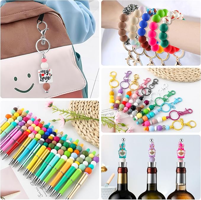 Silicone Beads, 150Pcs 15mm Round, Bulk for Keychain Making, Bracelet Making, Necklace Making, Camel
