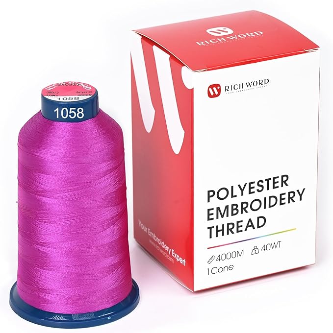Poolin Embroidery Machine Thread Richword Selected Purple 4000M 40WT Polyester Embroidery Thread – Smooth, Strong Single Spool for Home & Commercial Machines 1058