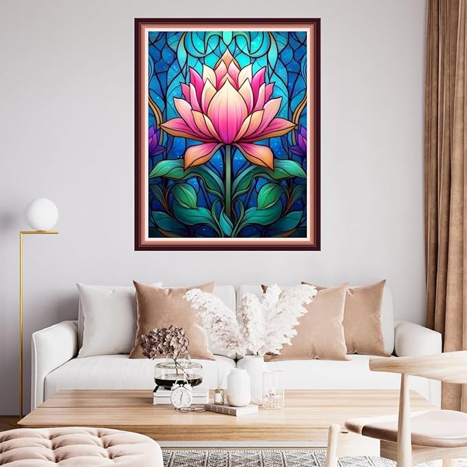 fanxvivy stamped cross stitch kits for beginners full range of cross stitching preprinted embroidery kits for adults, 11ct embroidery pattern needlepoint kits-colorful lotus flowers 16x20 inch
