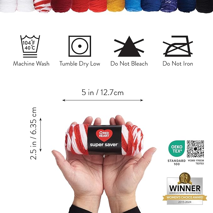 Red Heart Super Saver Yarn Super Craft Kit America, with 12 Pack of 50g/1.7 oz. 4 Medium Worsted Yarn for Knitting & Crocheting, 12 Colors, Perfect for Chunky Sweaters, Blankets, Amigurumi