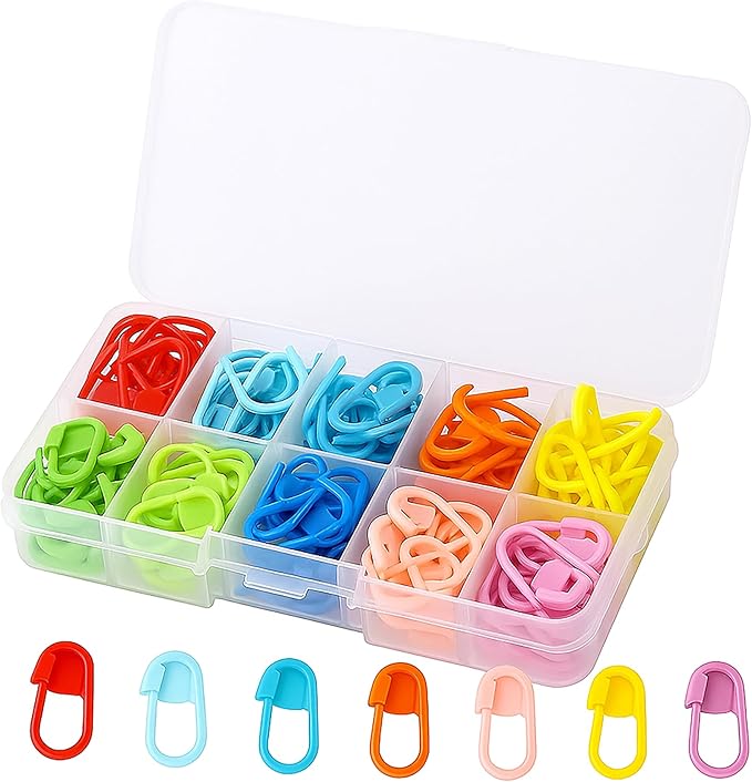 Multicolor Plastic Stitch Markers Set, 150 Pieces Locking Knitting and Crochet Needle Clips, 10 Colors for Counting and Marking Stitches