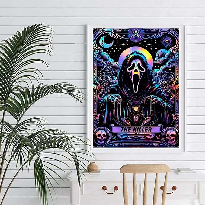 LILEIDECO Diamond Painting Kits for Adults DIY 5D Diamond Art Paint with Round Diamonds Full Drill Gem Art Skeleton Ghost Painting Kit for Home Wall Decor Gifts 12x16inch