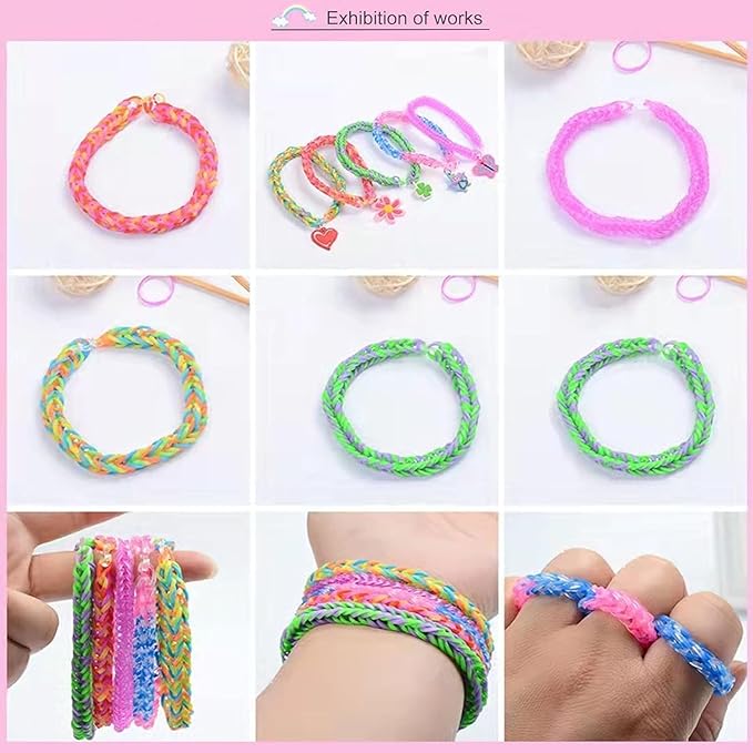 USKMOTO 10 Colors 3000+ Rubber Band Bracelet Refill Kit, Multi-Colors Rubberband Bracelets Making Kit for Kids Weaving DIY Rubber Bands Crafting Gift (10 Colors A Series)